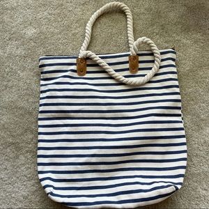 Navy/White Canvas Tote